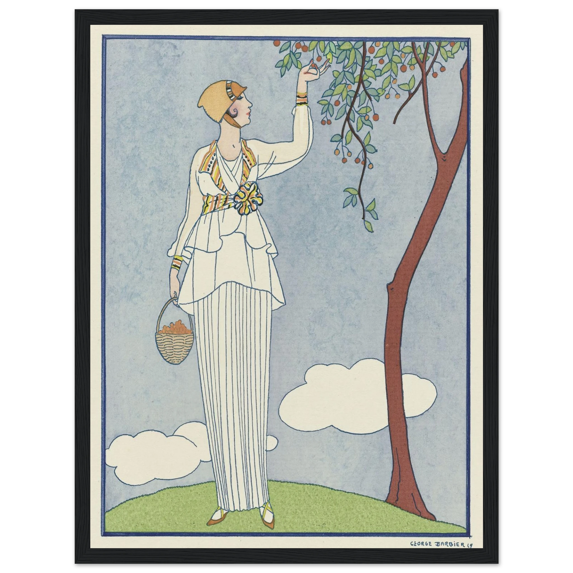 Famous Fashion Houses (1914) Art Print | George Barbier - Framed Poster - 30x40 cm / 12x16″ - Black frame
