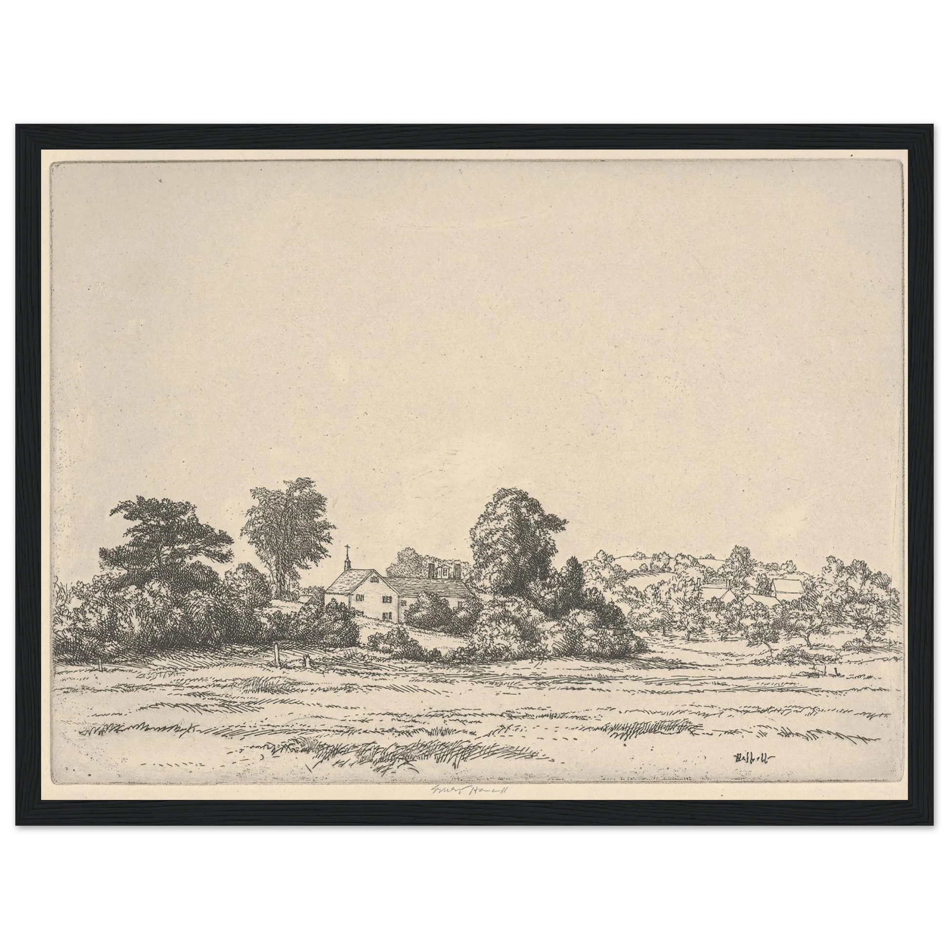 Farm and Meadows (1900-1925) Art Print | Ernest Haskell - Framed Poster - 30x40 cm / 12x16″ - Black frame