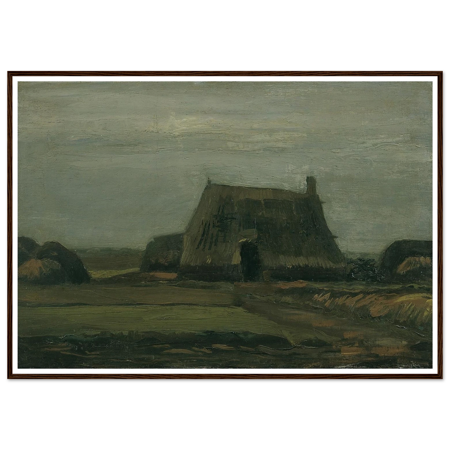 Farm with stacks of peat (1883) Art Print | Vincent van Gogh - Framed Poster - 30x40 cm / 12x16″ - Black frame