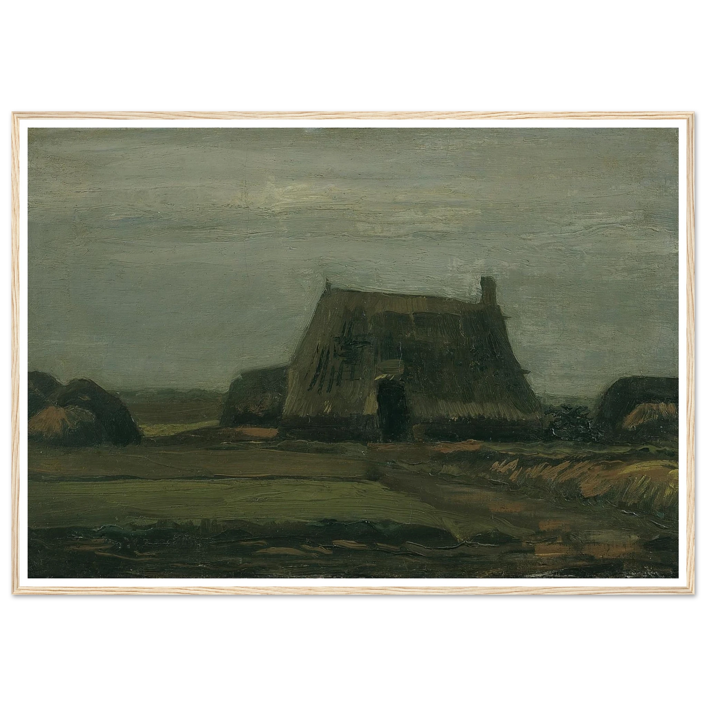 Farm with stacks of peat (1883) Art Print | Vincent van Gogh - Framed Poster - 30x40 cm / 12x16″ - Black frame