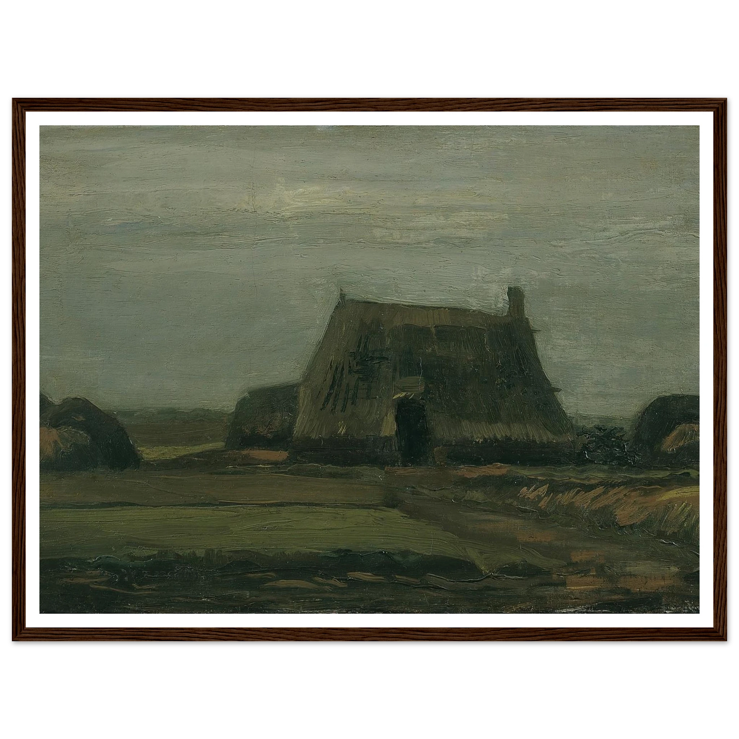 Farm with stacks of peat (1883) Art Print | Vincent van Gogh - Framed Poster - 30x40 cm / 12x16″ - Black frame