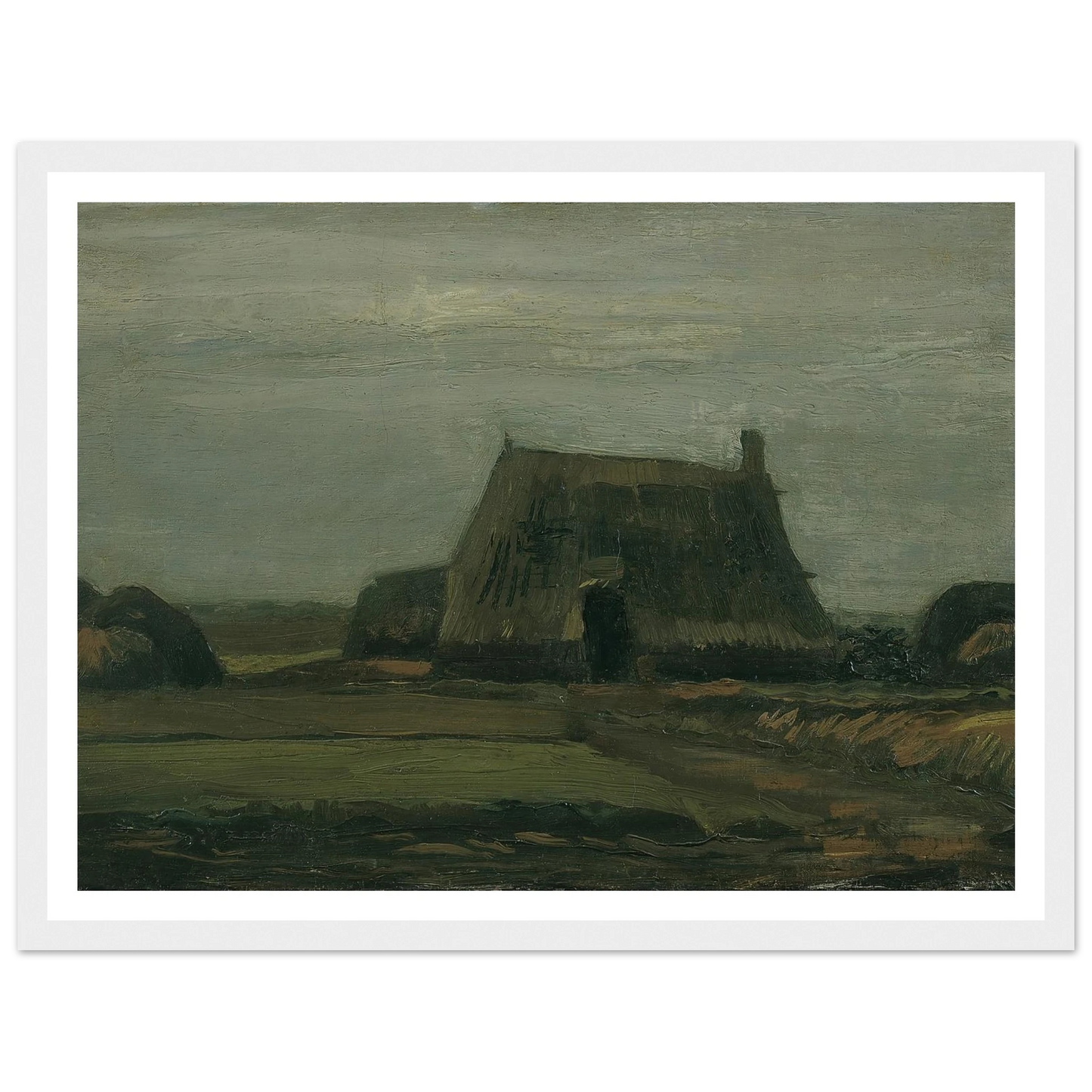 Farm with stacks of peat (1883) Art Print | Vincent van Gogh - Framed Poster - 30x40 cm / 12x16″ - Black frame