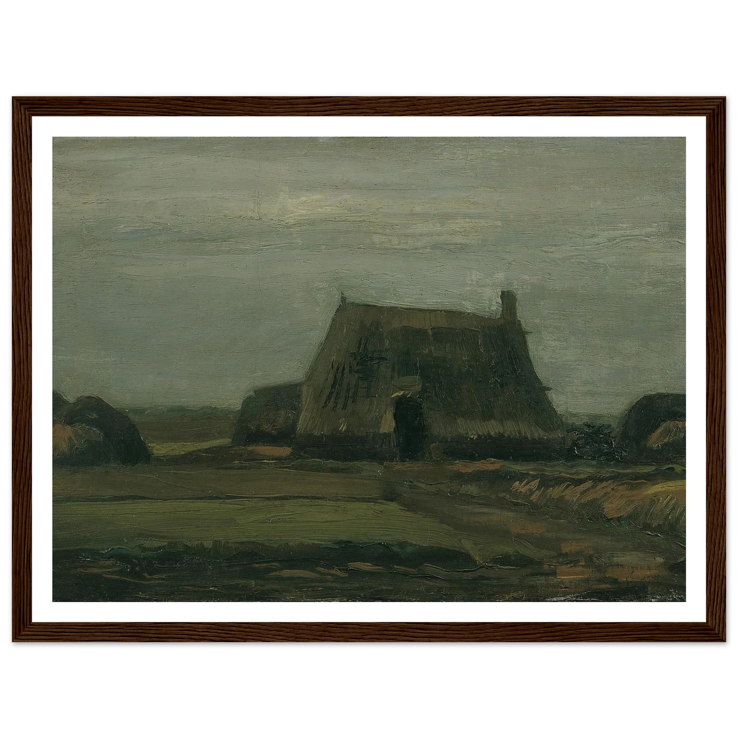 Farm with stacks of peat (1883) Art Print | Vincent van Gogh - Framed Poster - 30x40 cm / 12x16″ - Black frame