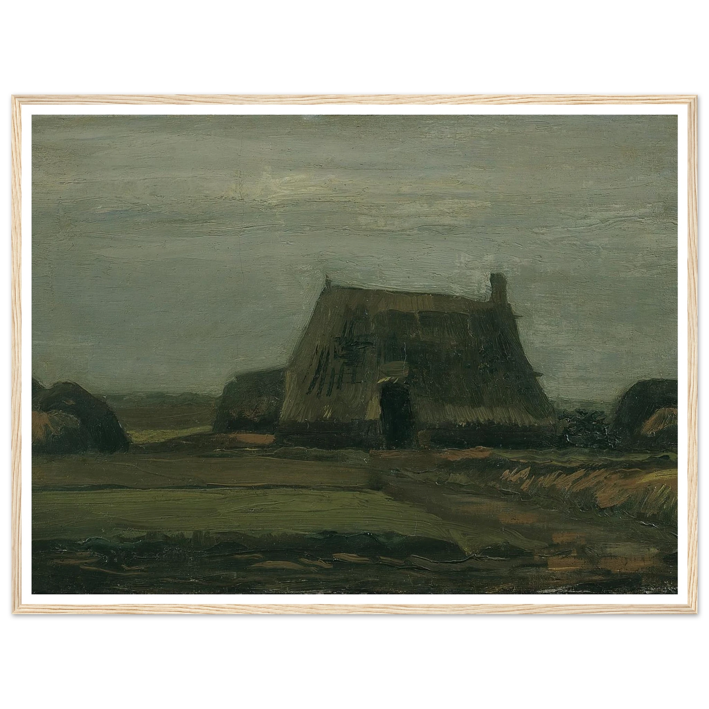 Farm with stacks of peat (1883) Art Print | Vincent van Gogh - Framed Poster - 30x40 cm / 12x16″ - Black frame