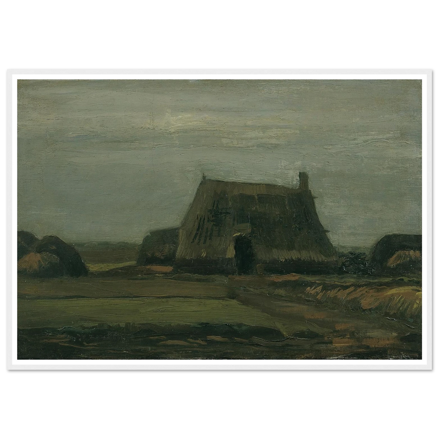 Farm with stacks of peat (1883) Art Print | Vincent van Gogh - Framed Poster - 30x40 cm / 12x16″ - Black frame