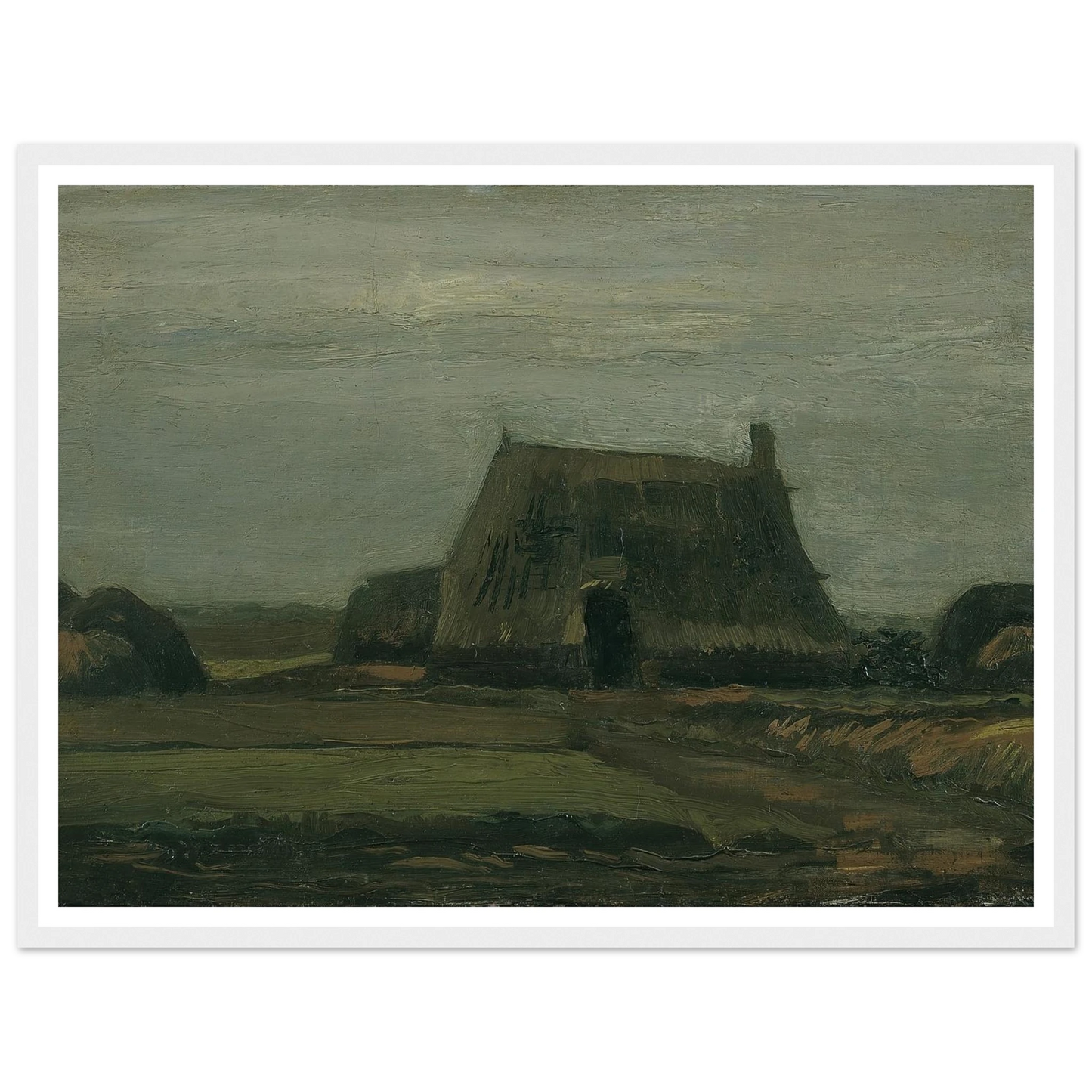 Farm with stacks of peat (1883) Art Print | Vincent van Gogh - Framed Poster - 30x40 cm / 12x16″ - Black frame
