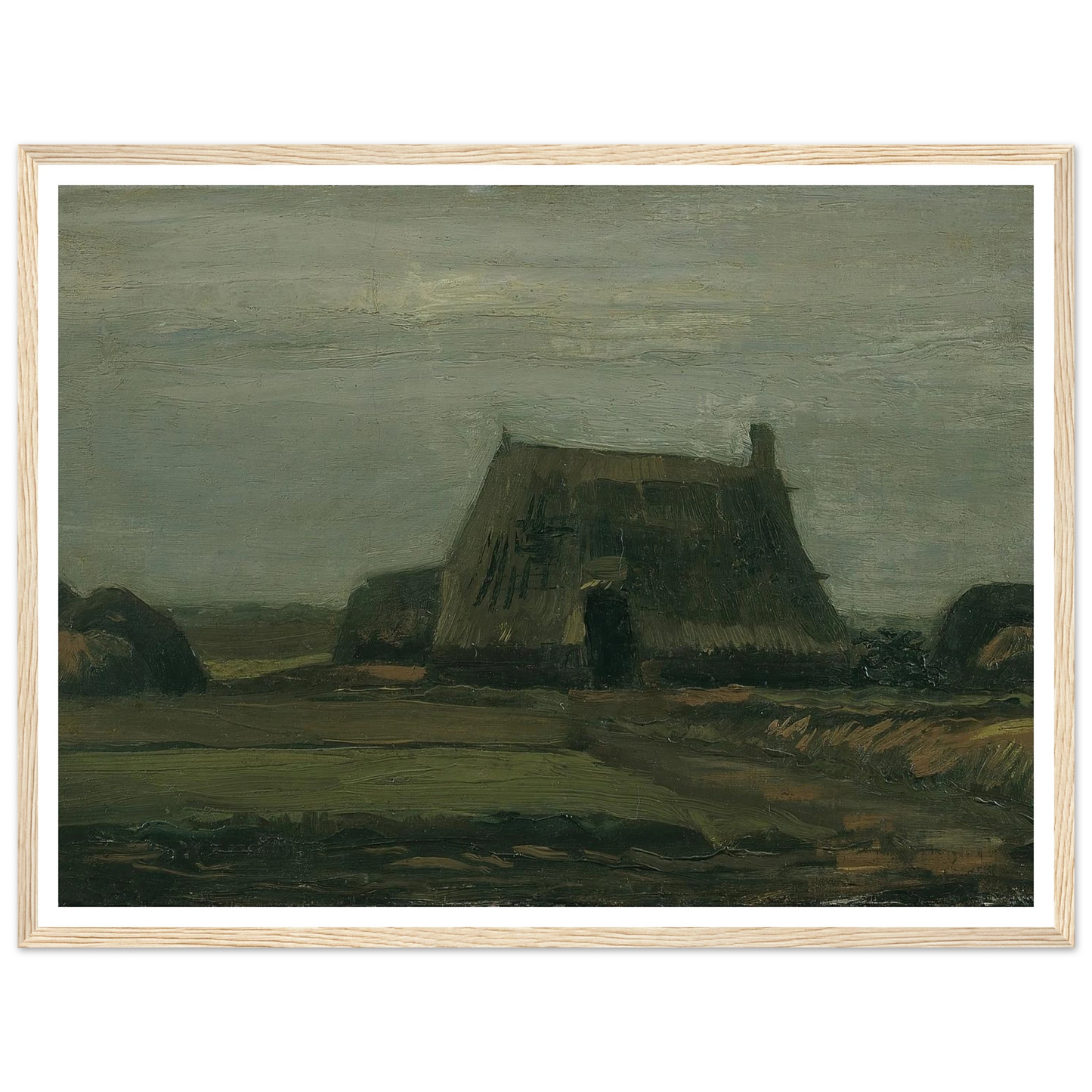 Farm with stacks of peat (1883) Art Print | Vincent van Gogh - Framed Poster - 30x40 cm / 12x16″ - Black frame