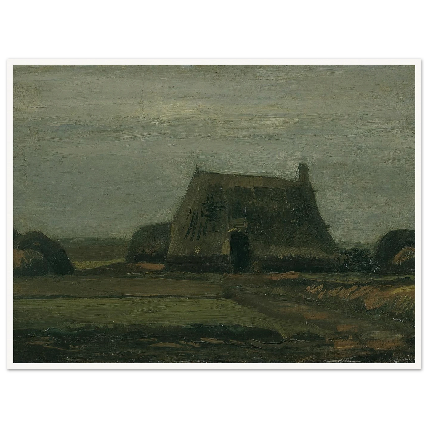 Farm with stacks of peat (1883) Art Print | Vincent van Gogh - Framed Poster - 30x40 cm / 12x16″ - Black frame