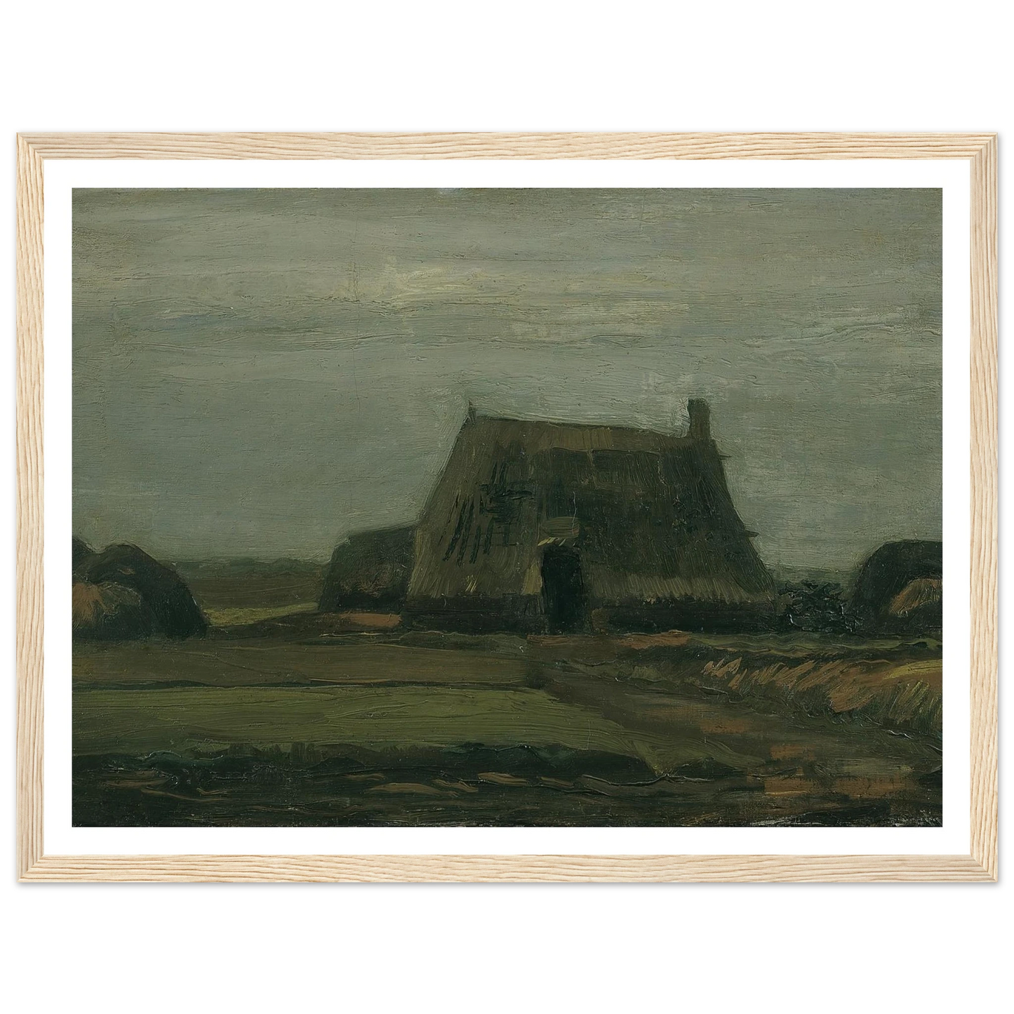 Farm with stacks of peat (1883) Art Print | Vincent van Gogh - Framed Poster - 30x40 cm / 12x16″ - Black frame