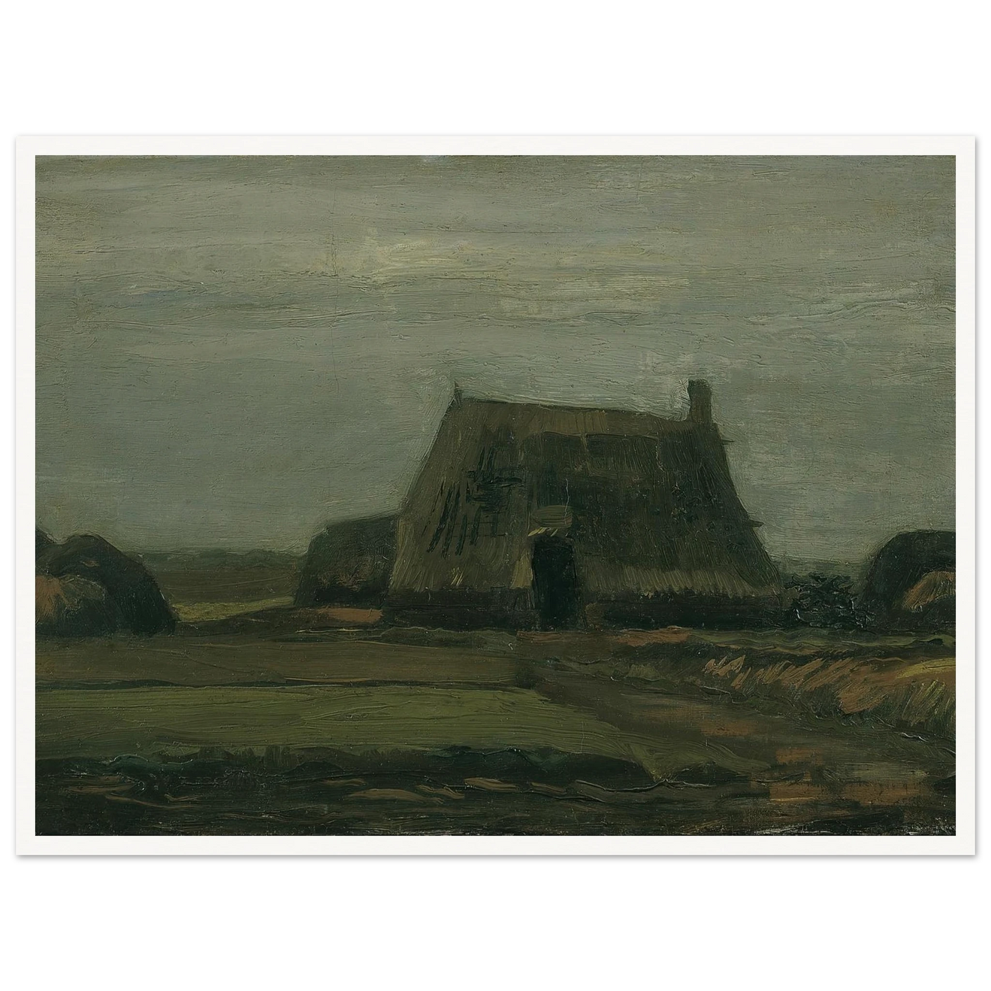 Farm with stacks of peat (1883) Art Print | Vincent van Gogh - Framed Poster - 30x40 cm / 12x16″ - Black frame