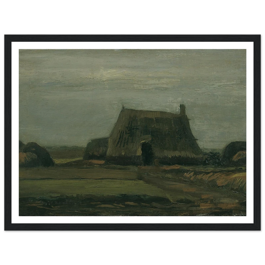 Farm with stacks of peat (1883) Art Print | Vincent van Gogh - Framed Poster - 30x40 cm / 12x16″ - Black frame