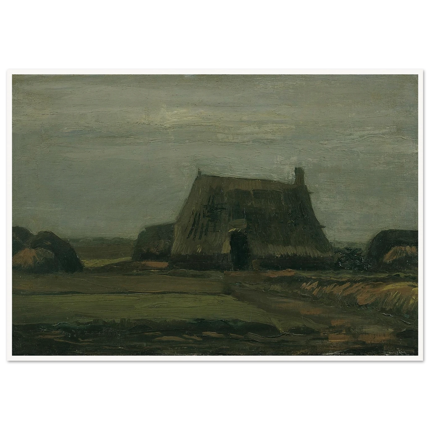 Farm with stacks of peat (1883) Art Print | Vincent van Gogh - Framed Poster - 30x40 cm / 12x16″ - Black frame