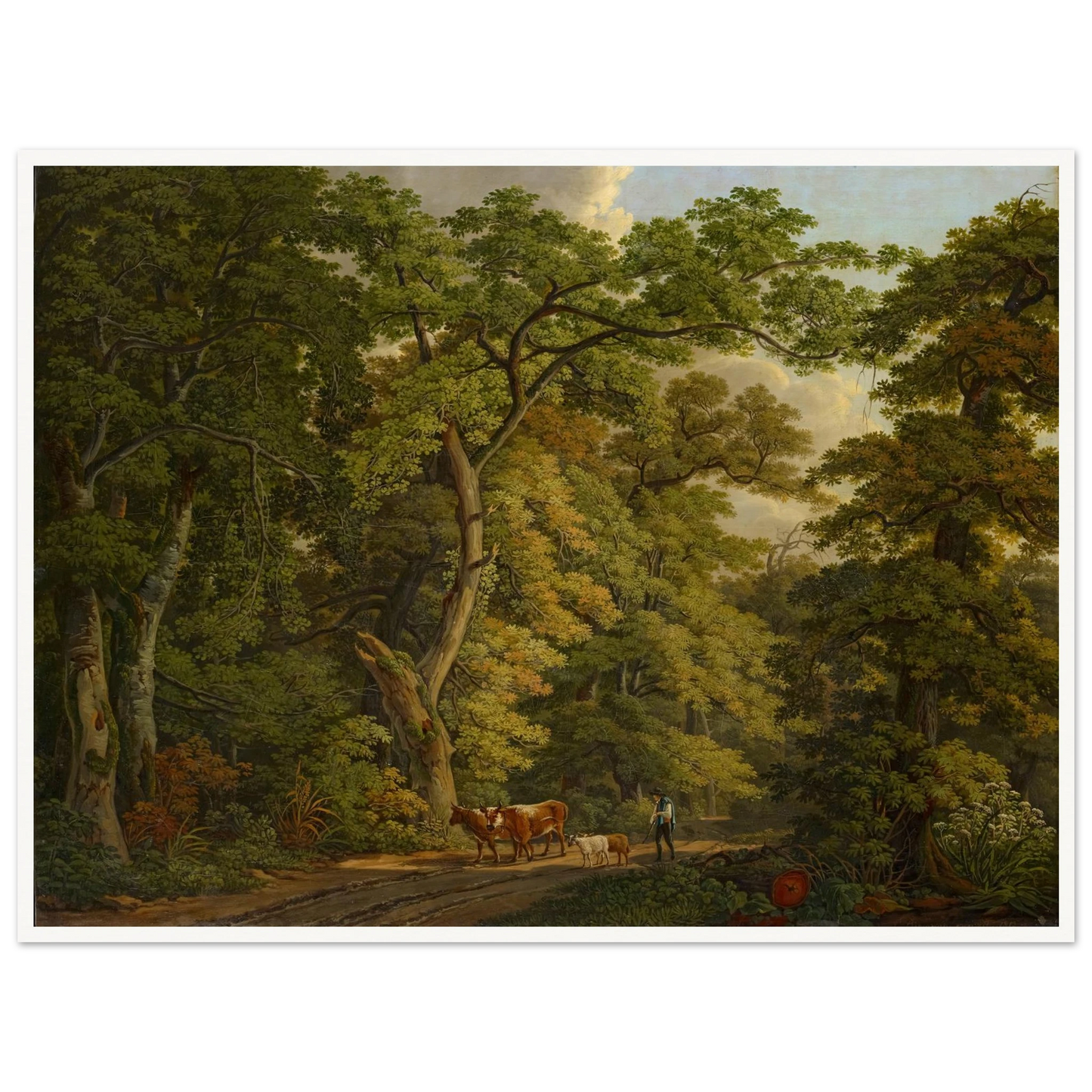 Farmer with Cattle in the Hard near Basel (1813) Art Print | Peter Birmann - Framed Poster - 30x40 cm / 12x16″ - Black frame