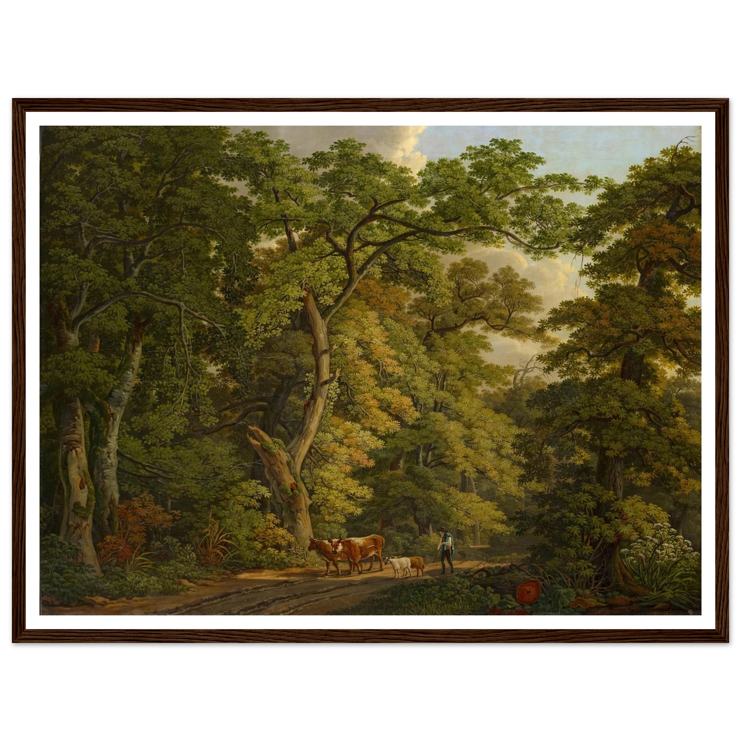Farmer with Cattle in the Hard near Basel (1813) Art Print | Peter Birmann - Framed Poster - 30x40 cm / 12x16″ - Black frame