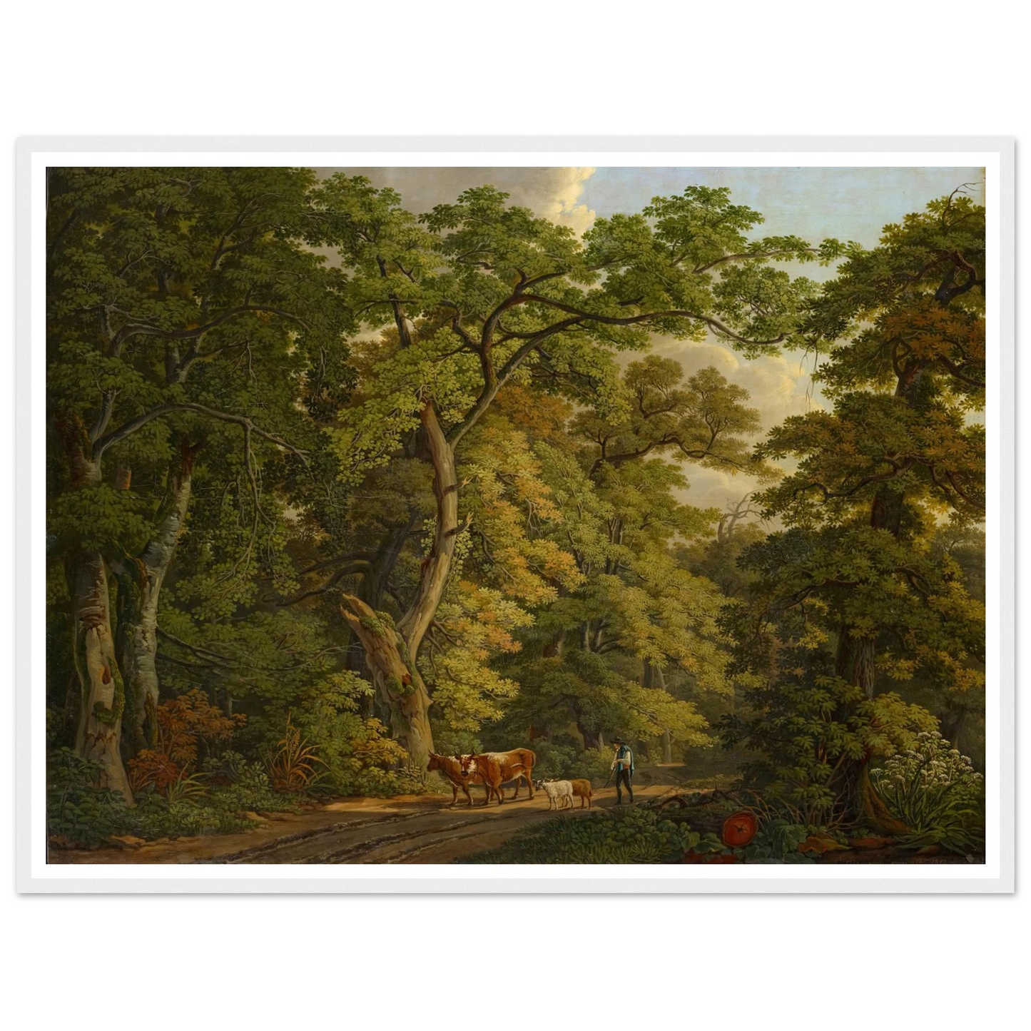 Farmer with Cattle in the Hard near Basel (1813) Art Print | Peter Birmann - Framed Poster - 30x40 cm / 12x16″ - Black frame