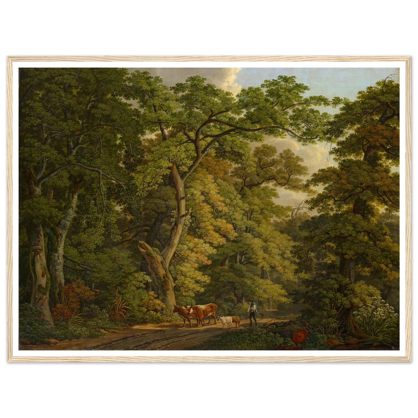 Farmer with Cattle in the Hard near Basel (1813) Art Print | Peter Birmann - Framed Poster - 30x40 cm / 12x16″ - Black frame