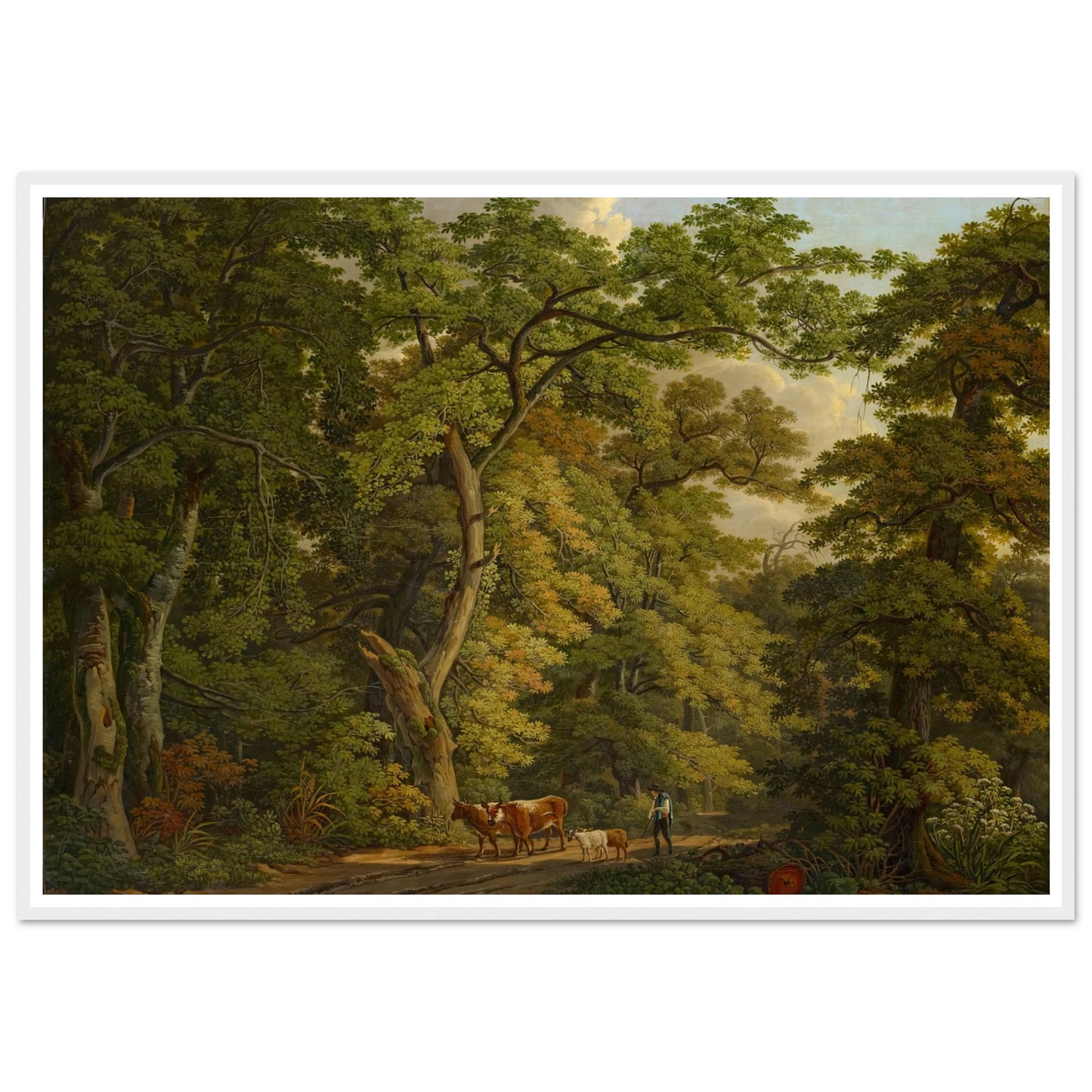 Farmer with Cattle in the Hard near Basel (1813) Art Print | Peter Birmann - Framed Poster - 30x40 cm / 12x16″ - Black frame