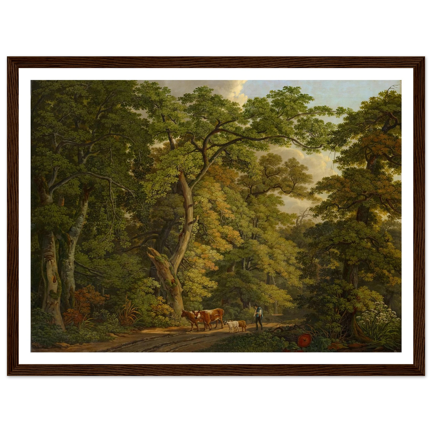 Farmer with Cattle in the Hard near Basel (1813) Art Print | Peter Birmann - Framed Poster - 30x40 cm / 12x16″ - Black frame