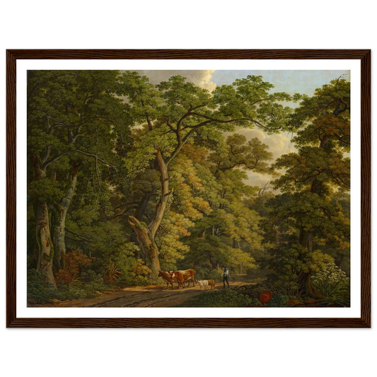 Farmer with Cattle in the Hard near Basel (1813) Art Print | Peter Birmann - Framed Poster - 30x40 cm / 12x16″ - Black frame