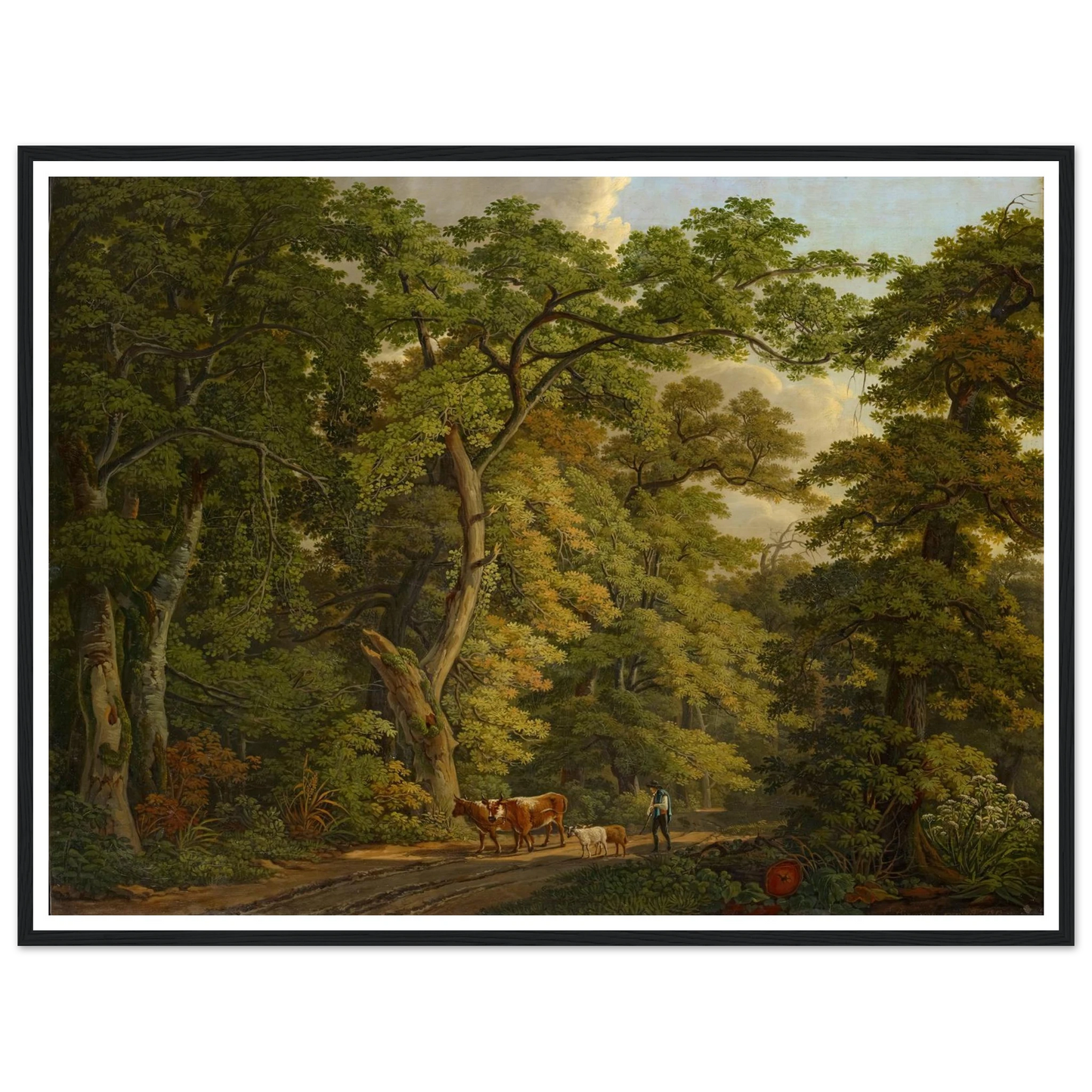 Farmer with Cattle in the Hard near Basel (1813) Art Print | Peter Birmann - Framed Poster - 30x40 cm / 12x16″ - Black frame
