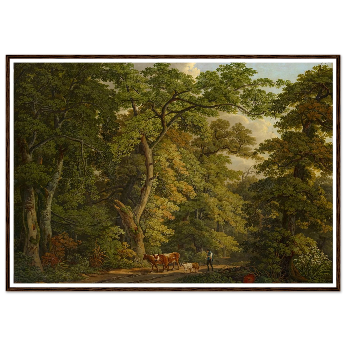 Farmer with Cattle in the Hard near Basel (1813) Art Print | Peter Birmann - Framed Poster - 30x40 cm / 12x16″ - Black frame