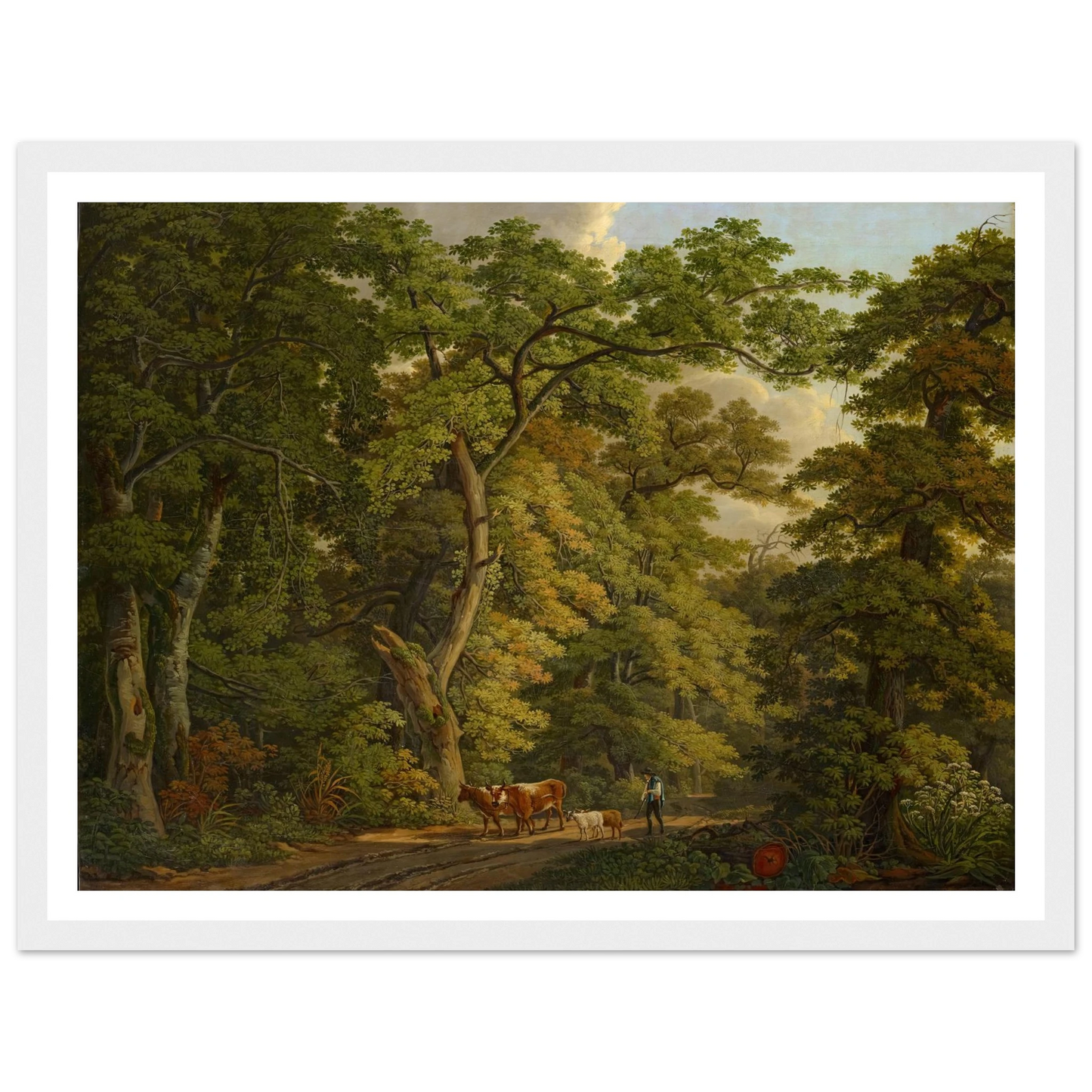 Farmer with Cattle in the Hard near Basel (1813) Art Print | Peter Birmann - Framed Poster - 30x40 cm / 12x16″ - Black frame
