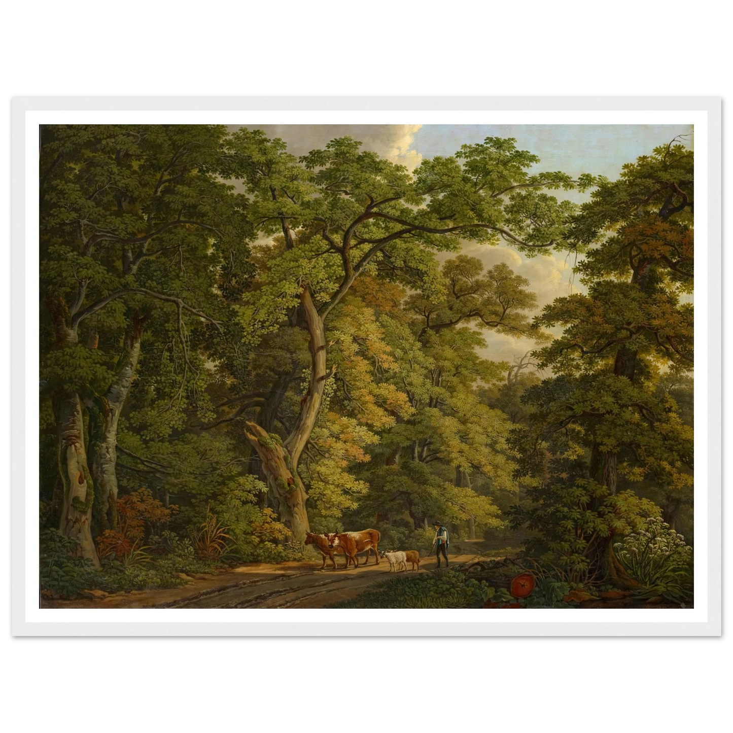 Farmer with Cattle in the Hard near Basel (1813) Art Print | Peter Birmann - Framed Poster - 30x40 cm / 12x16″ - Black frame