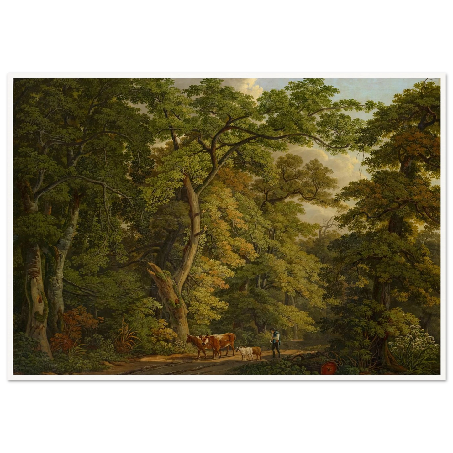 Farmer with Cattle in the Hard near Basel (1813) Art Print | Peter Birmann - Framed Poster - 30x40 cm / 12x16″ - Black frame
