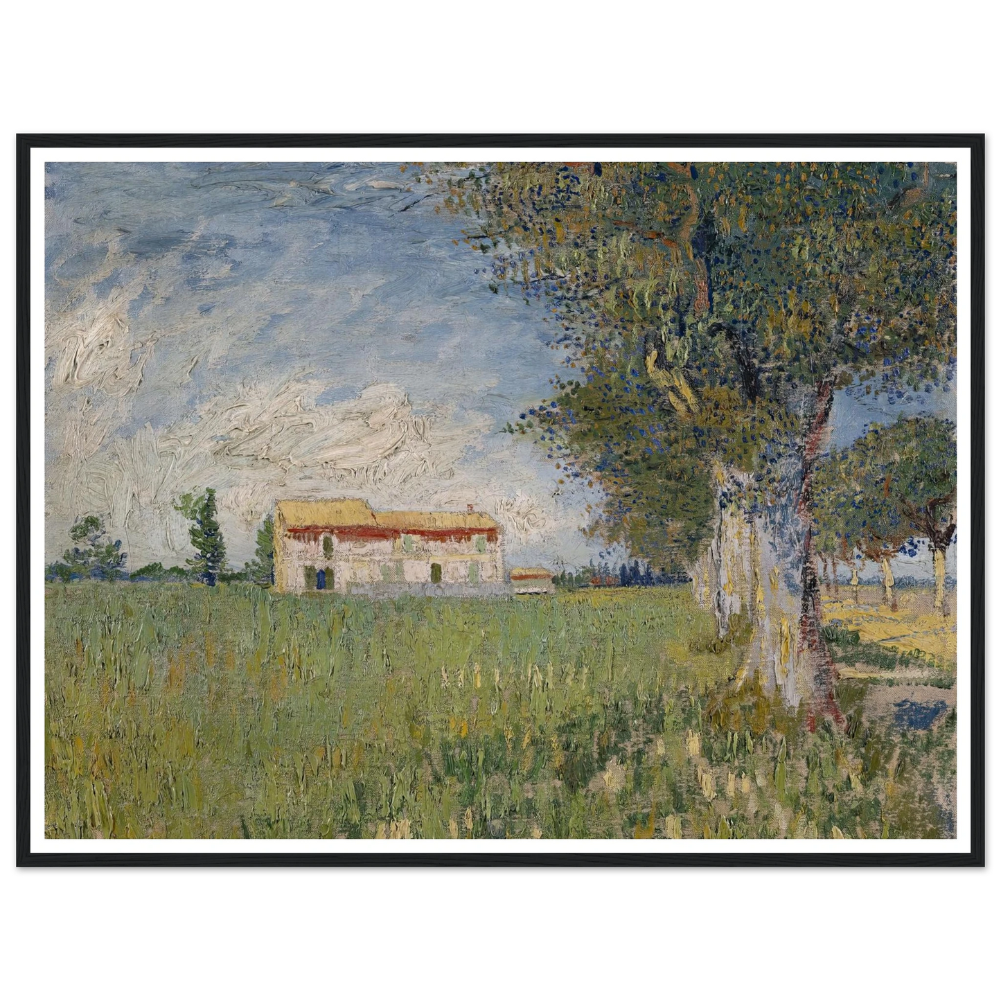 Farmhouse in a wheat field (1888) Art Print | Vincent van Gogh - Framed Poster - 30x40 cm / 12x16″ - Black frame