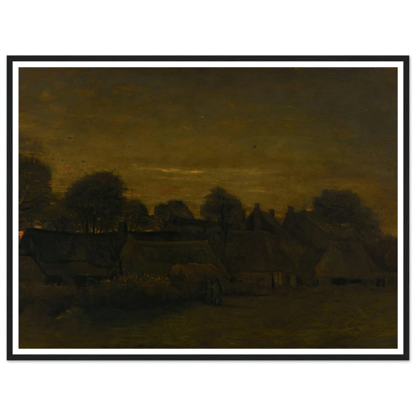Farming Village at Twilight (1884) Art Print | Vincent van Gogh - Framed Poster - 30x40 cm / 12x16″ - Black frame