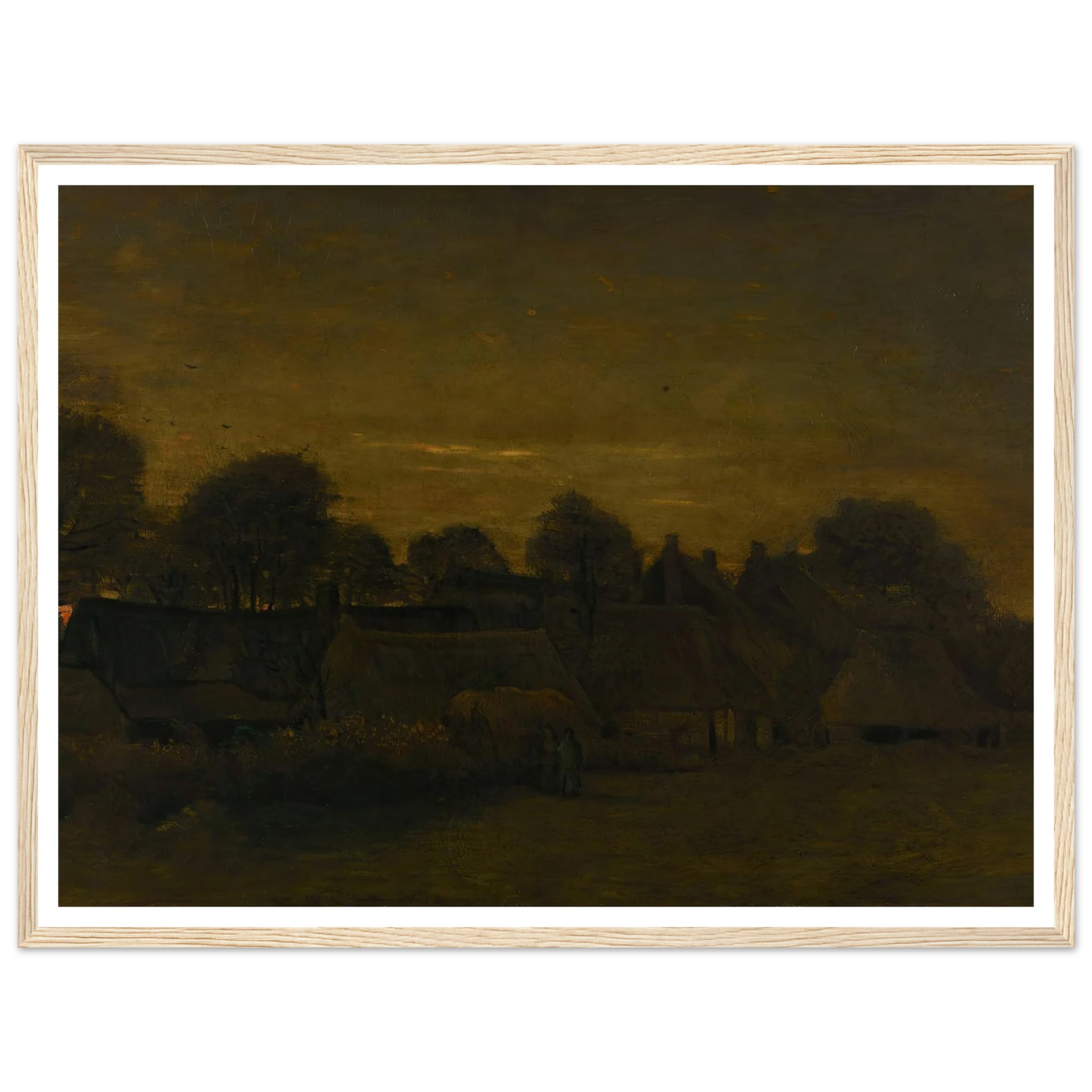 Farming Village at Twilight (1884) Art Print | Vincent van Gogh - Framed Poster - 30x40 cm / 12x16″ - Black frame