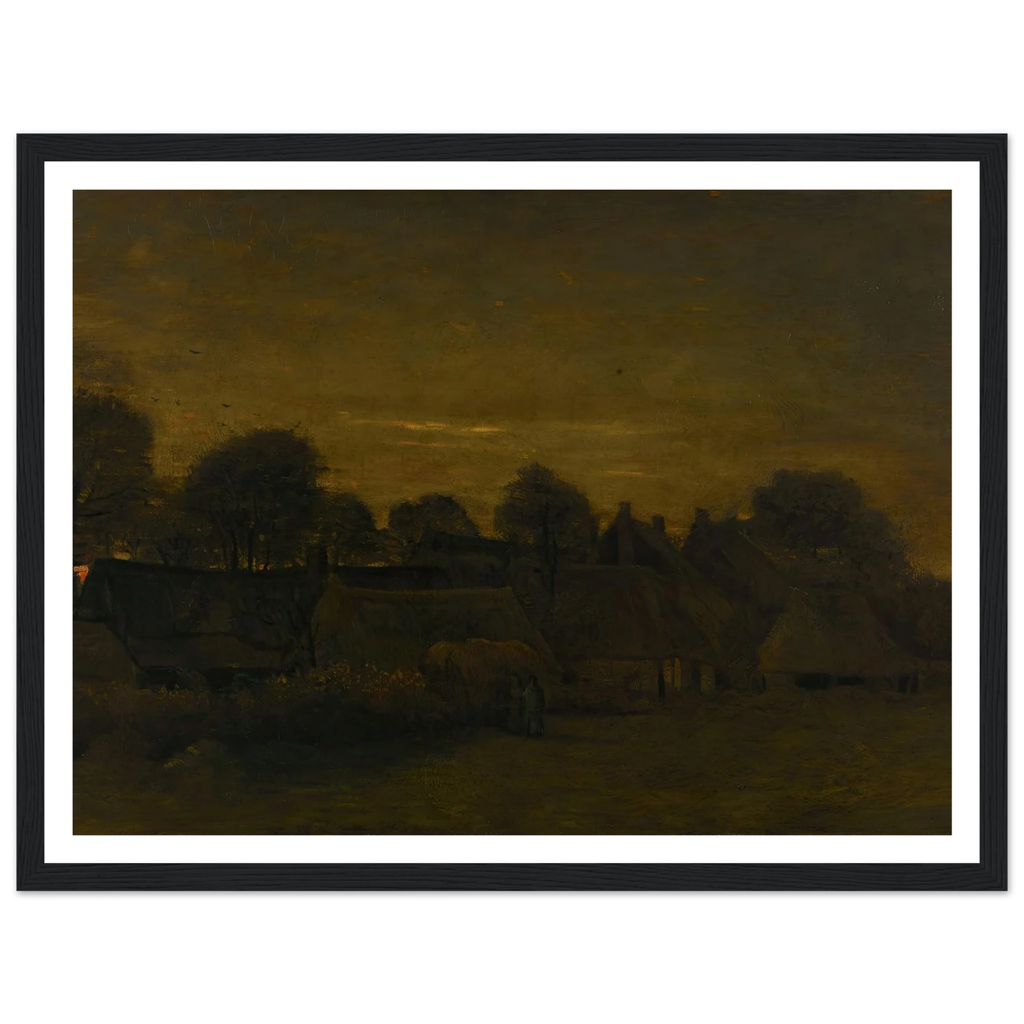 Farming Village at Twilight (1884) Art Print | Vincent van Gogh - Framed Poster - 30x40 cm / 12x16″ - Black frame