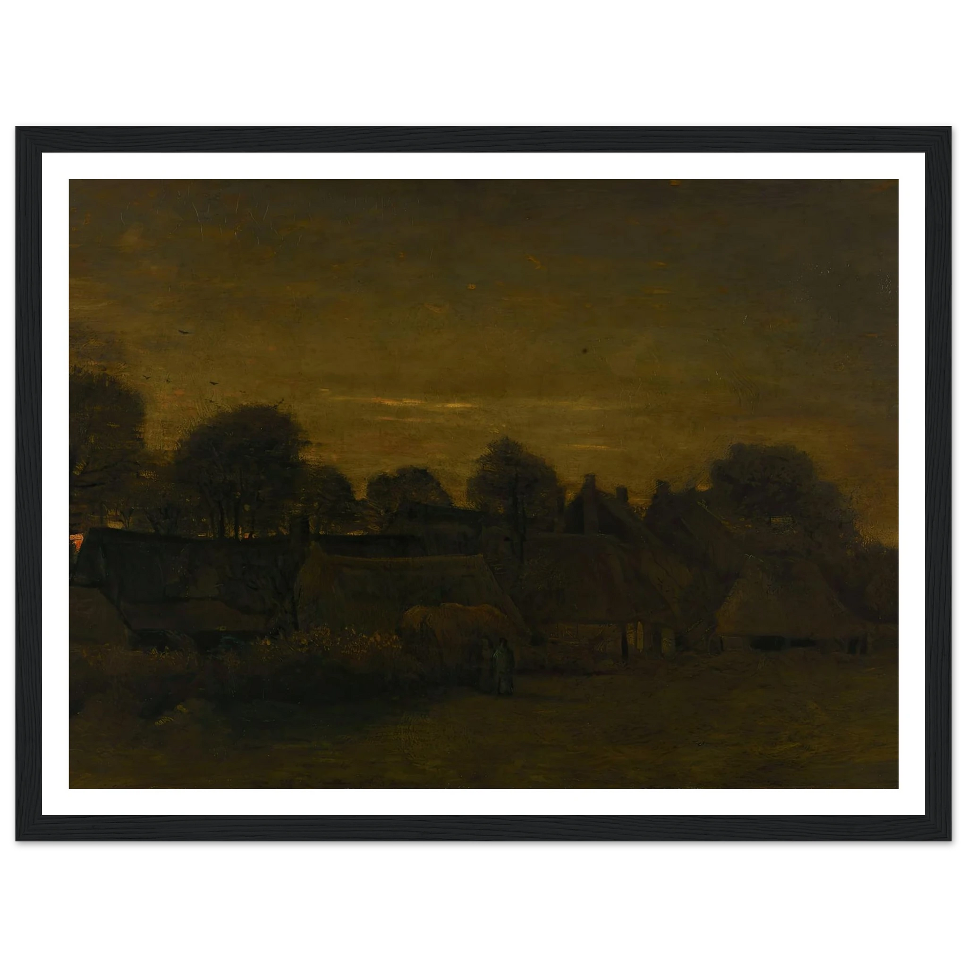 Farming Village at Twilight (1884) Art Print | Vincent van Gogh - Framed Poster - 30x40 cm / 12x16″ - Black frame