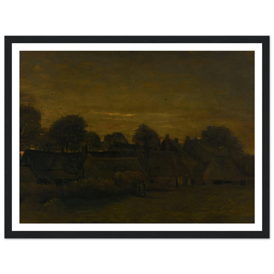 Farming Village at Twilight (1884) Art Print | Vincent van Gogh - Framed Poster - 30x40 cm / 12x16″ - Black frame