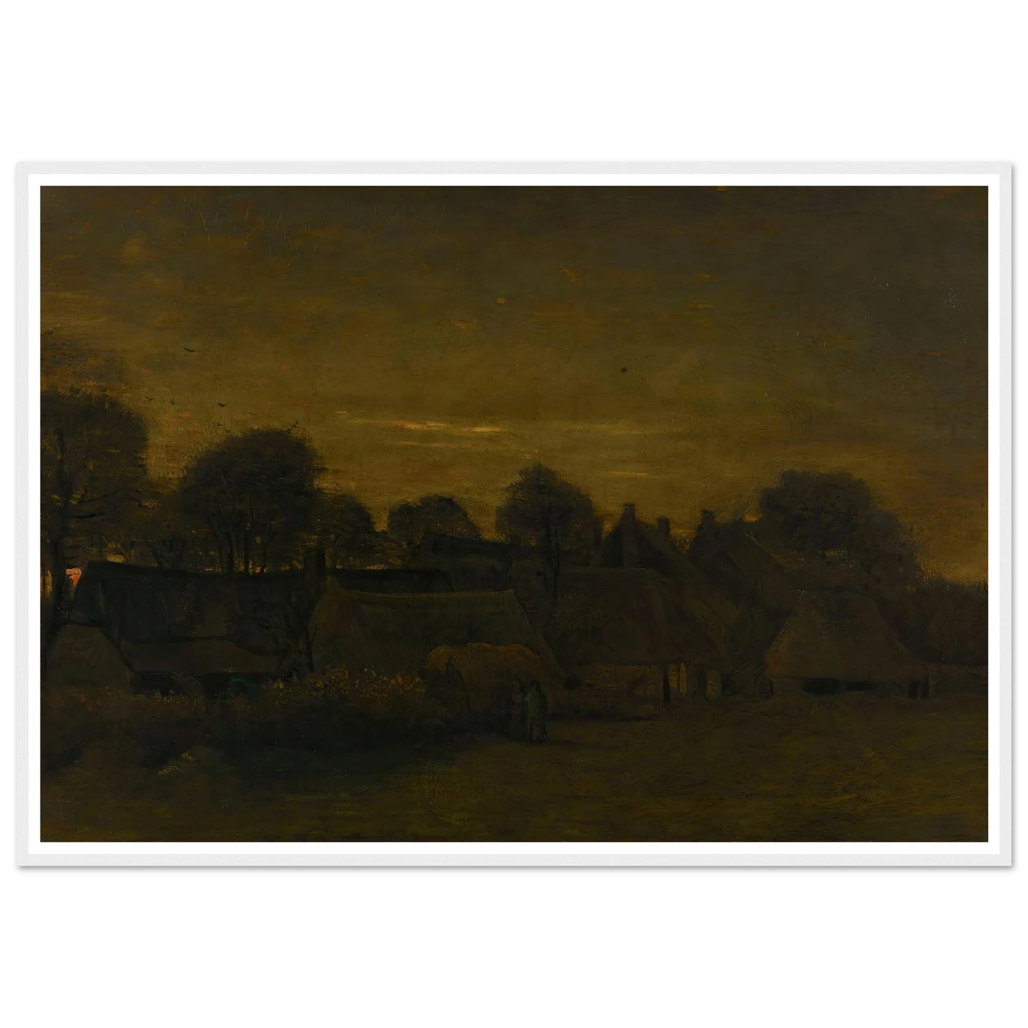 Farming Village at Twilight (1884) Art Print | Vincent van Gogh - Framed Poster - 30x40 cm / 12x16″ - Black frame