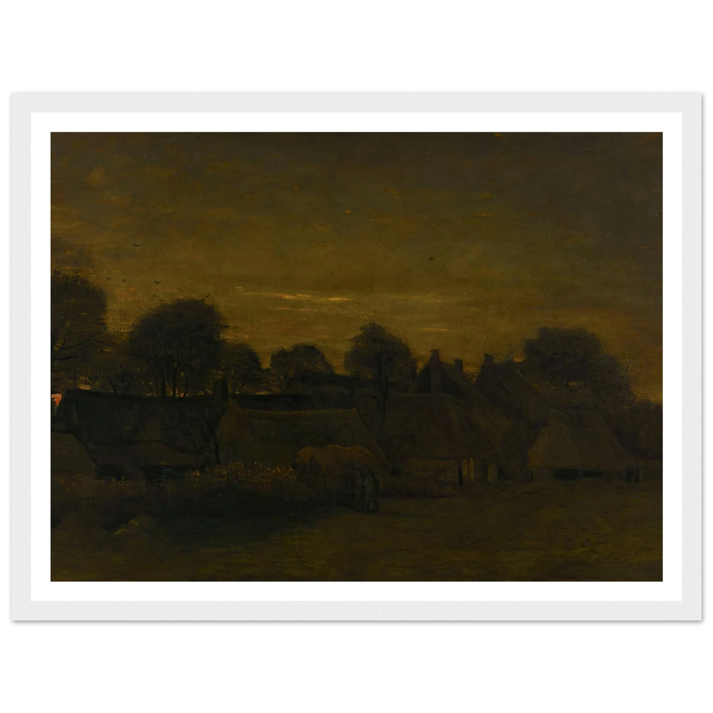 Farming Village at Twilight (1884) Art Print | Vincent van Gogh - Framed Poster - 30x40 cm / 12x16″ - Black frame