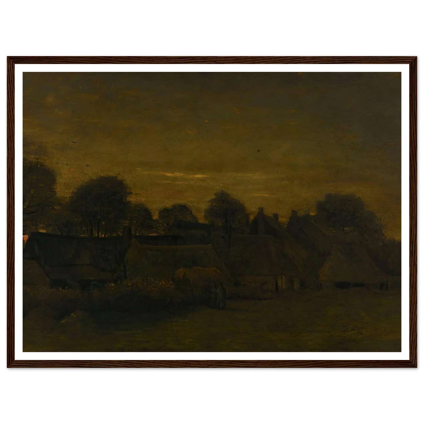 Farming Village at Twilight (1884) Art Print | Vincent van Gogh - Framed Poster - 30x40 cm / 12x16″ - Black frame