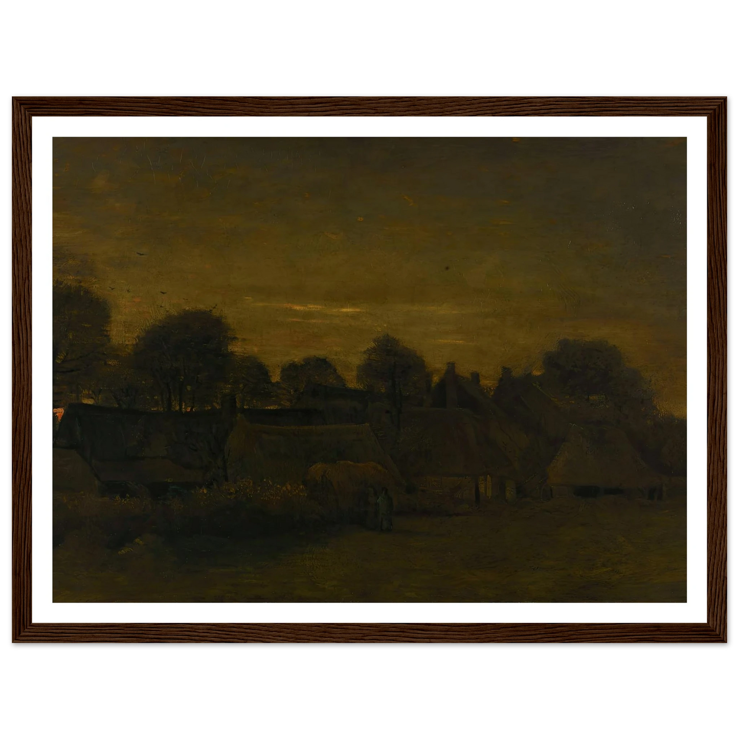 Farming Village at Twilight (1884) Art Print | Vincent van Gogh - Framed Poster - 30x40 cm / 12x16″ - Black frame