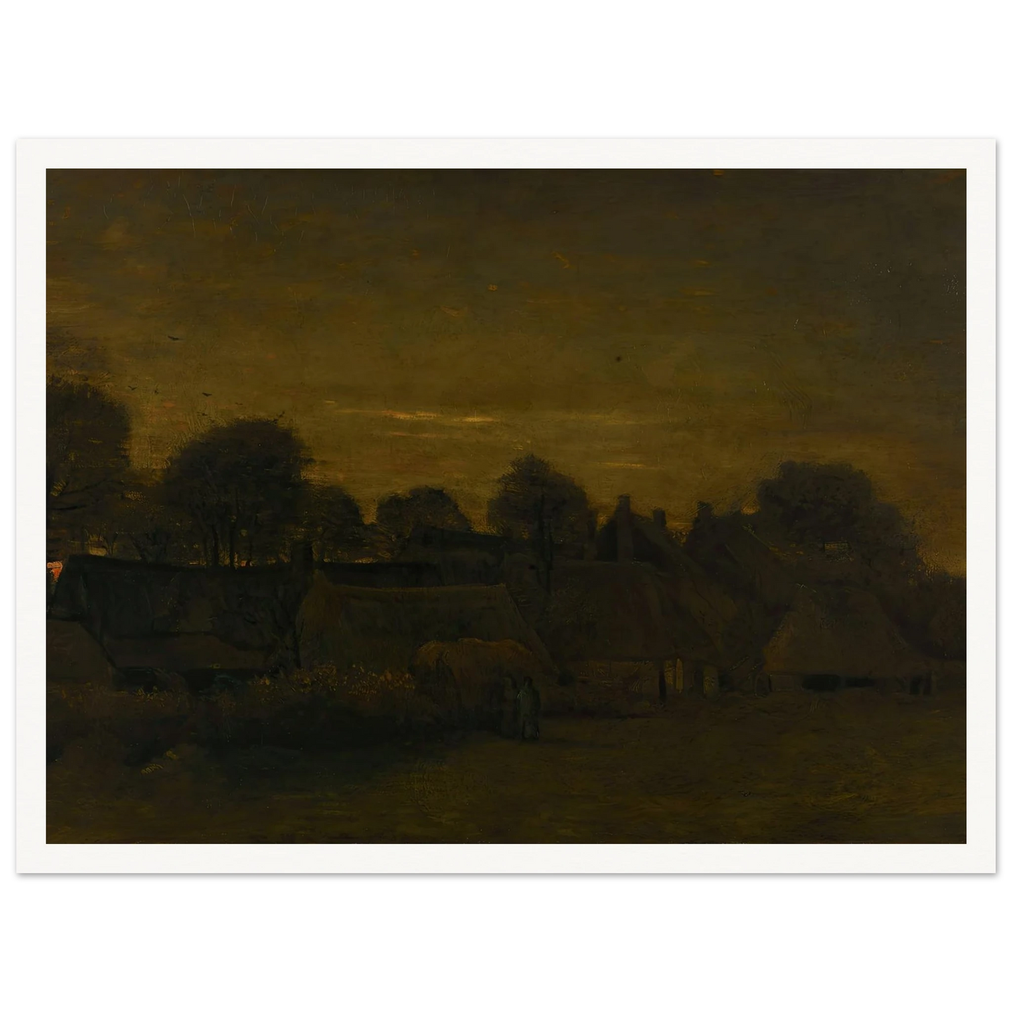 Farming Village at Twilight (1884) Art Print | Vincent van Gogh - Framed Poster - 30x40 cm / 12x16″ - Black frame