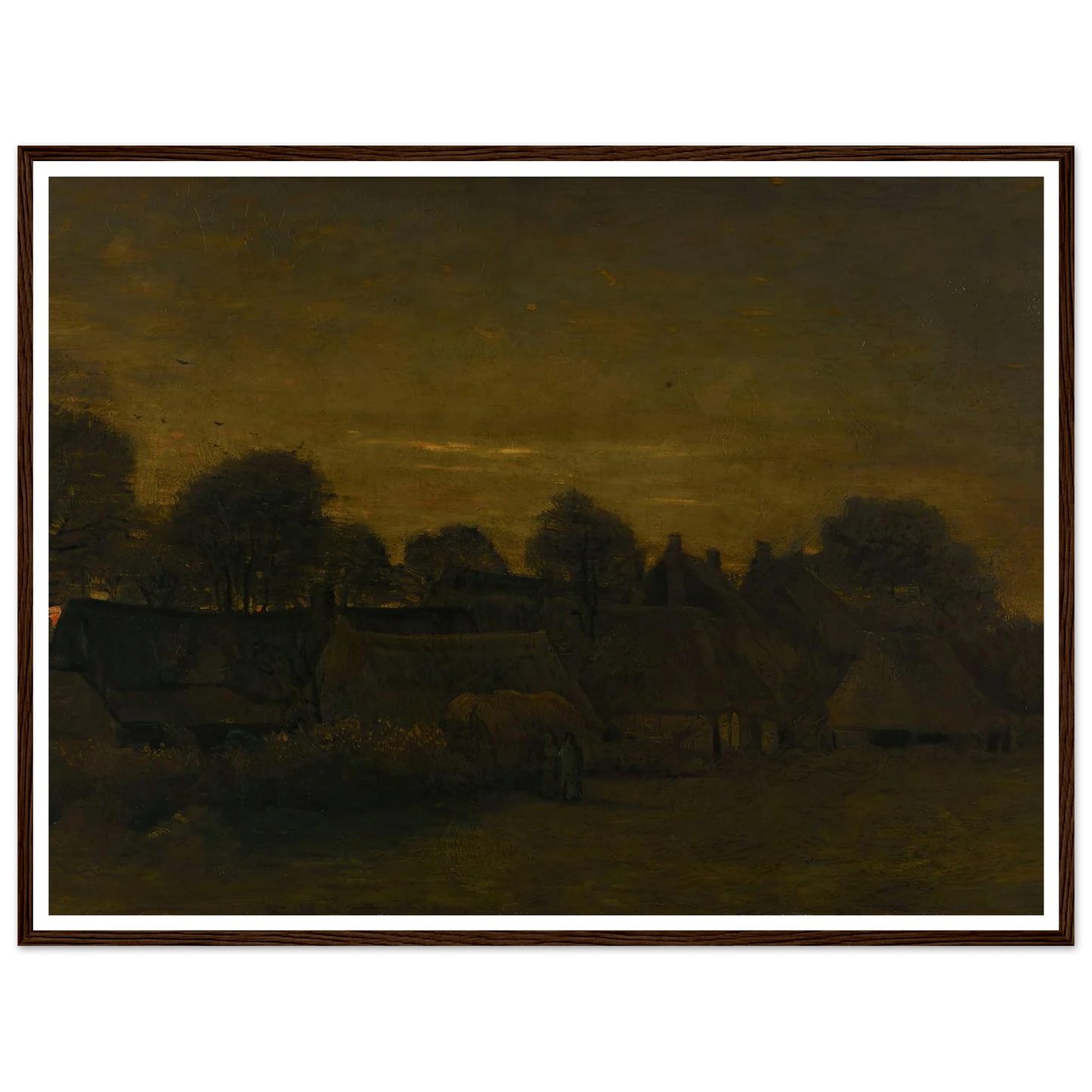 Farming Village at Twilight (1884) Art Print | Vincent van Gogh - Framed Poster - 30x40 cm / 12x16″ - Black frame