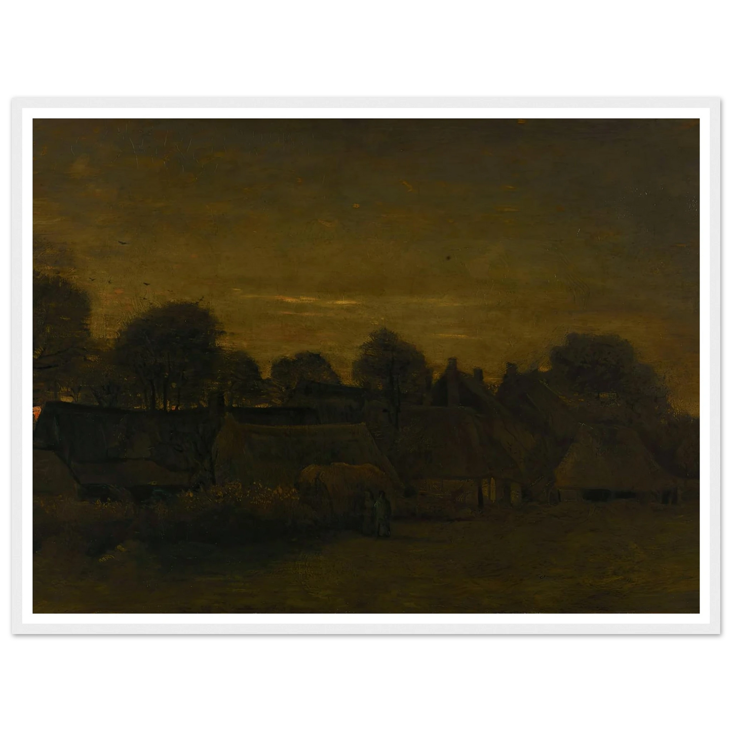 Farming Village at Twilight (1884) Art Print | Vincent van Gogh - Framed Poster - 30x40 cm / 12x16″ - Black frame