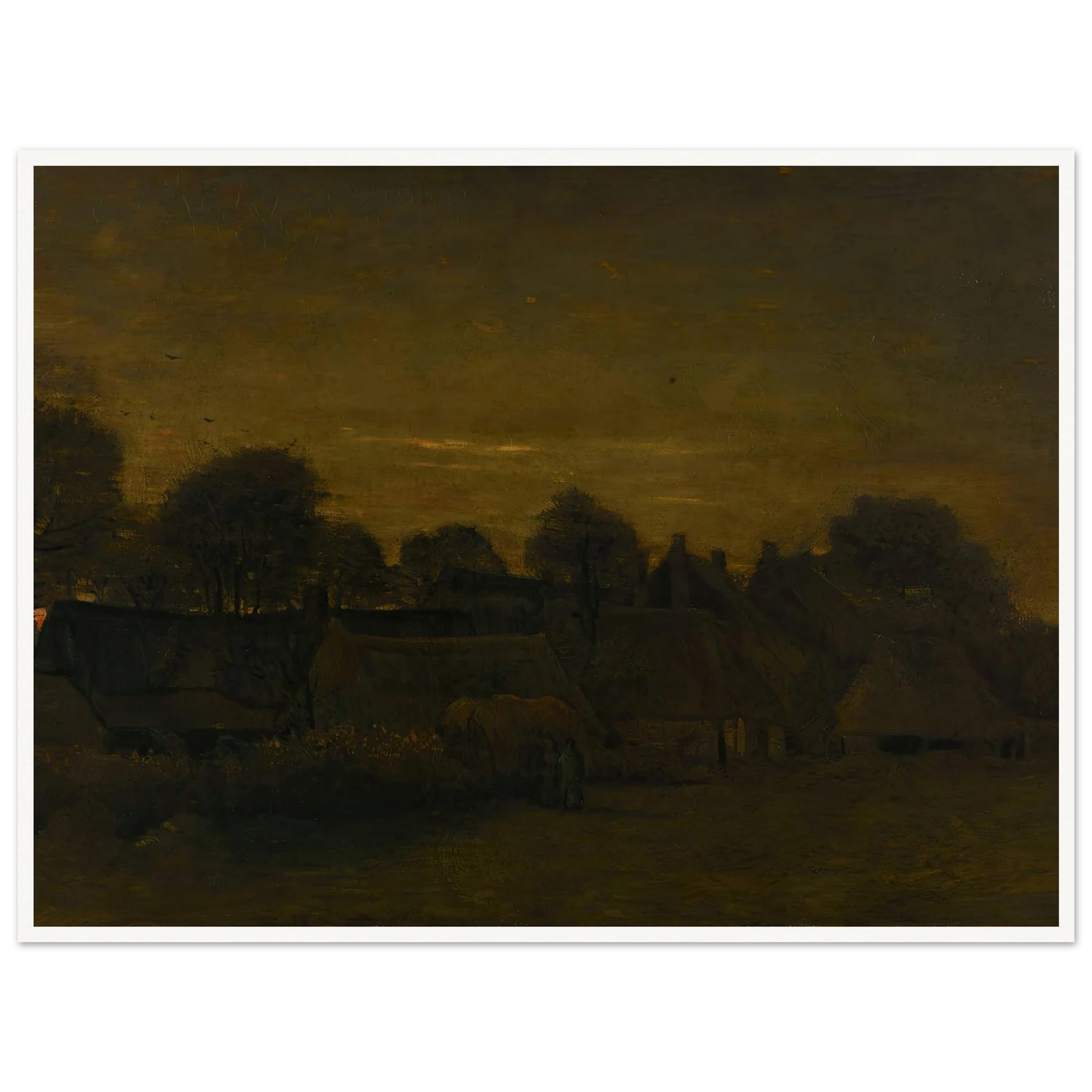 Farming Village at Twilight (1884) Art Print | Vincent van Gogh - Framed Poster - 30x40 cm / 12x16″ - Black frame
