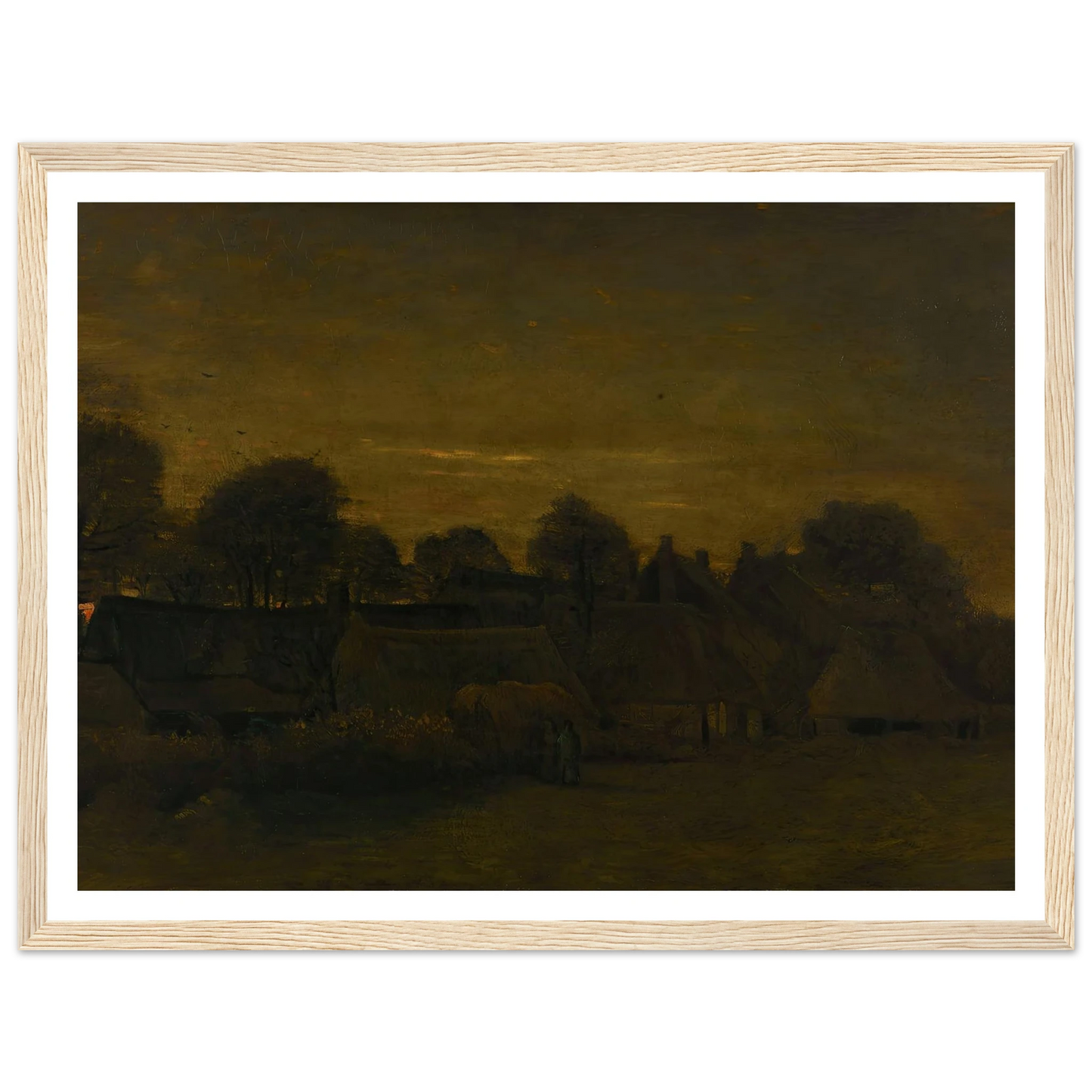 Farming Village at Twilight (1884) Art Print | Vincent van Gogh - Framed Poster - 30x40 cm / 12x16″ - Black frame