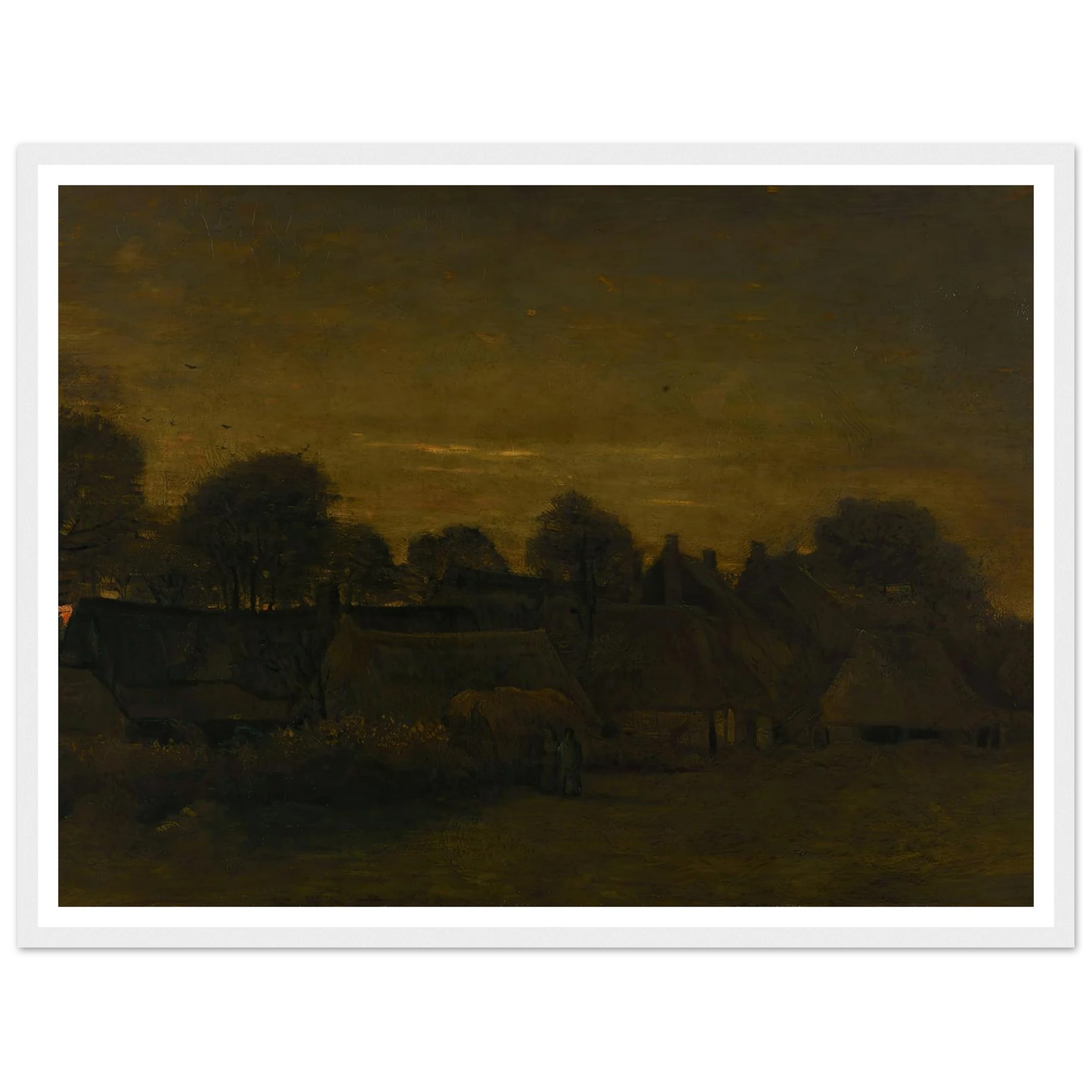 Farming Village at Twilight (1884) Art Print | Vincent van Gogh - Framed Poster - 30x40 cm / 12x16″ - Black frame