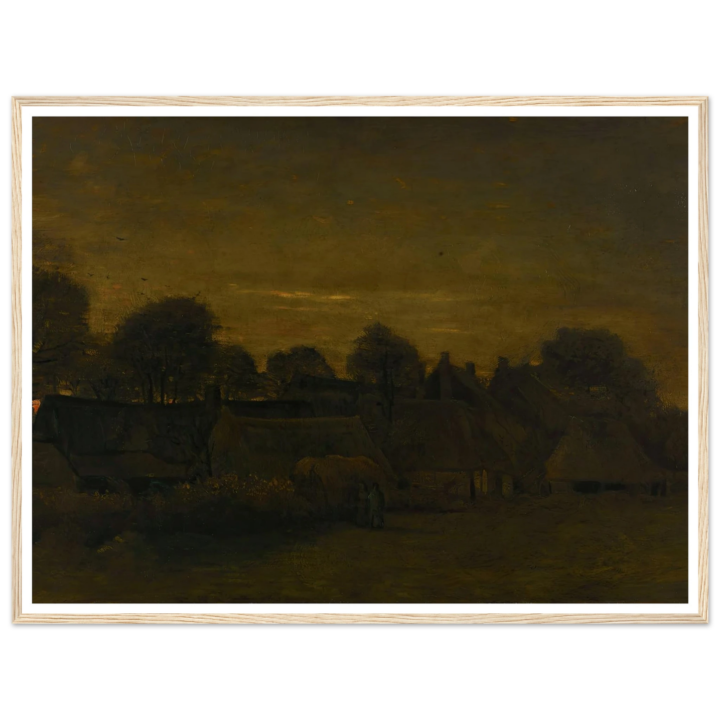 Farming Village at Twilight (1884) Art Print | Vincent van Gogh - Framed Poster - 30x40 cm / 12x16″ - Black frame