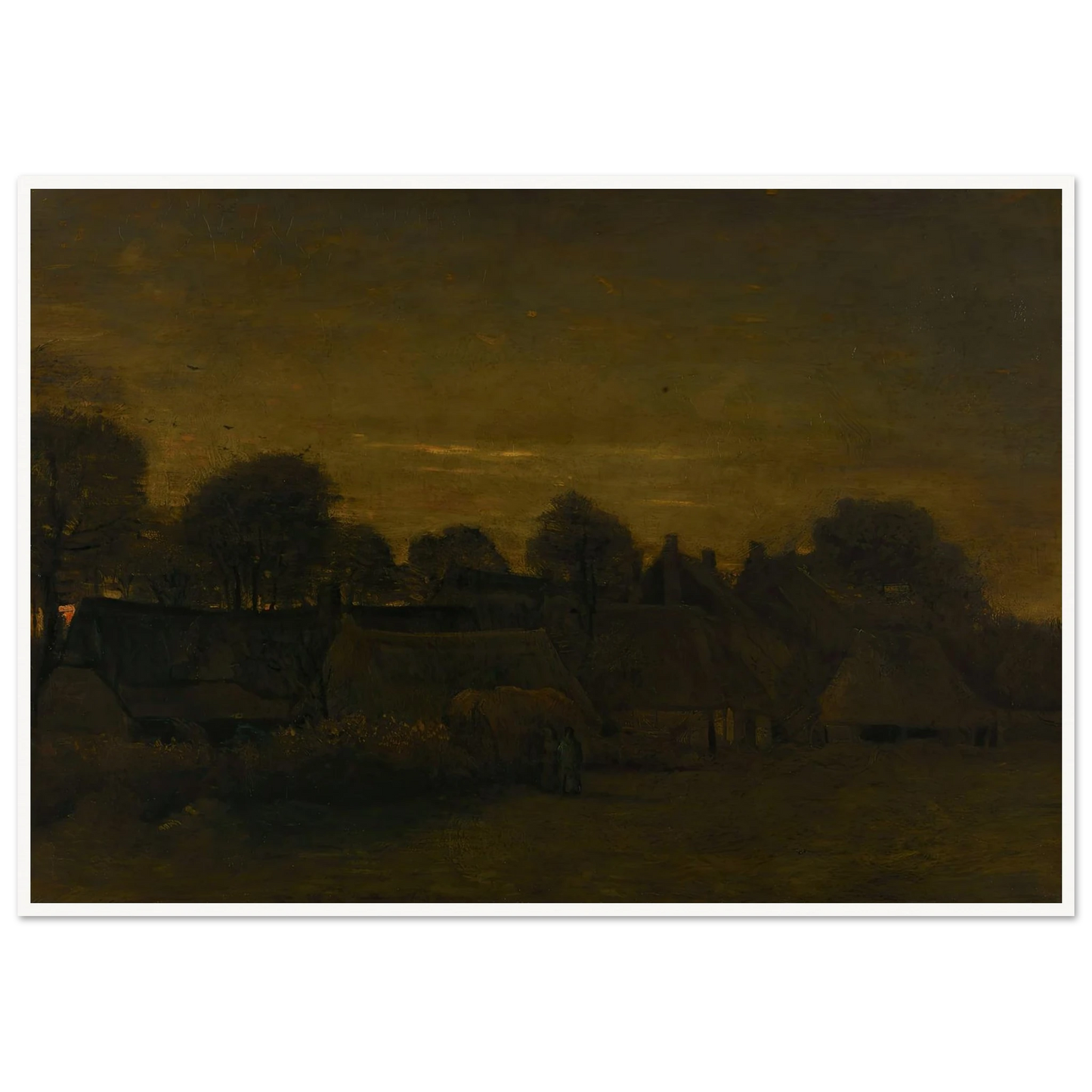 Farming Village at Twilight (1884) Art Print | Vincent van Gogh - Framed Poster - 30x40 cm / 12x16″ - Black frame