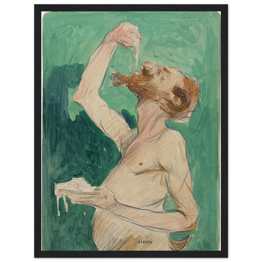 Faune mangeant des spaghettis (1920) Art Print | Jean Dylen - Framed Poster - 30x40 cm / 12x16″ - Black frame