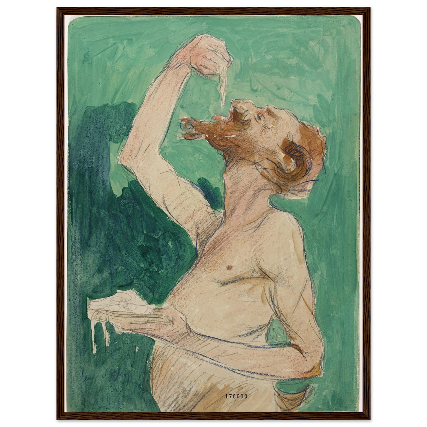 Faune mangeant des spaghettis (1920) Art Print | Jean Dylen - Framed Poster - 30x40 cm / 12x16″ - Black frame