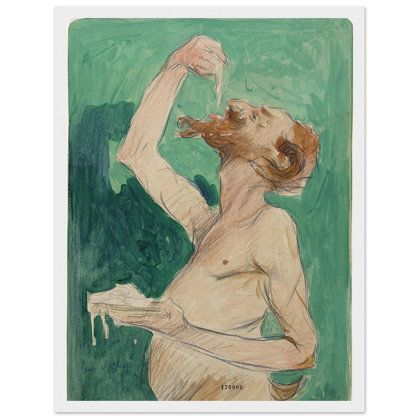 Faune mangeant des spaghettis (1920) Art Print | Jean Dylen - Framed Poster - 30x40 cm / 12x16″ - Black frame