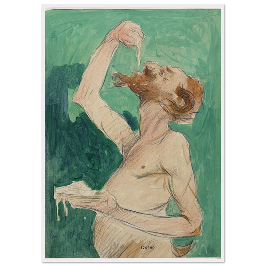 Faune mangeant des spaghettis (1920) Art Print | Jean Dylen - Framed Poster - 30x40 cm / 12x16″ - Black frame